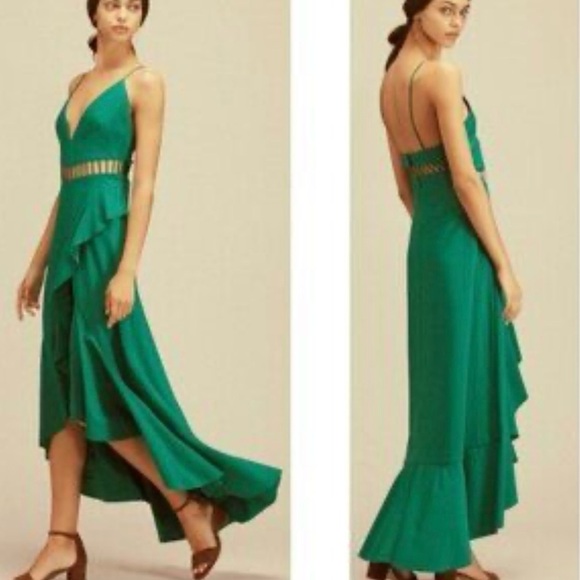 Free People Jetstream Maxi Dress Green
Size 4 - Ruffle Cutout Boho Rare - Picture 2 of 13